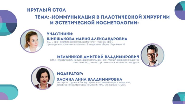 Коммуникация в пластической хирургии и косметологии | Ширшакова М.А. | Мельников Д.В. | Хасина А.В.